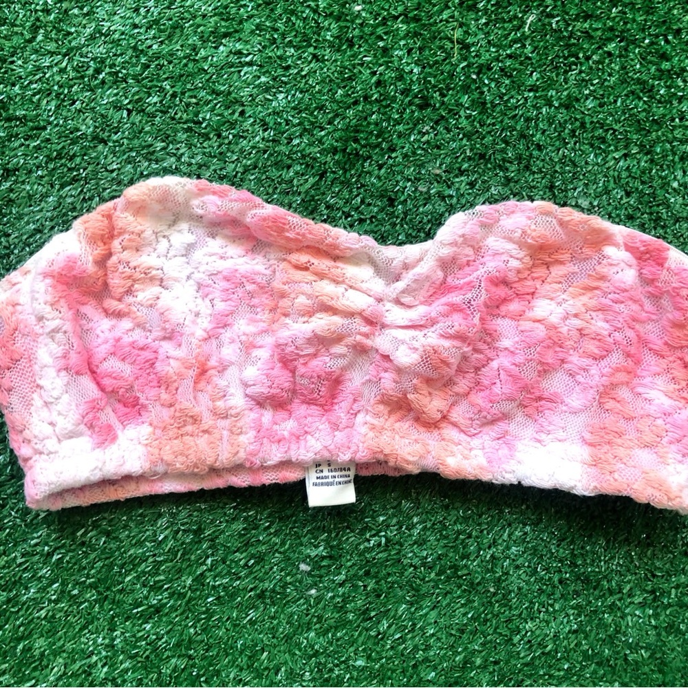 Forever 21 Peachy Knit Tube Top Lace Bandeau Size S